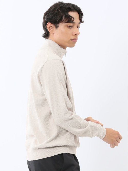 ウォッシャブル ブークレ ハーフジップニット