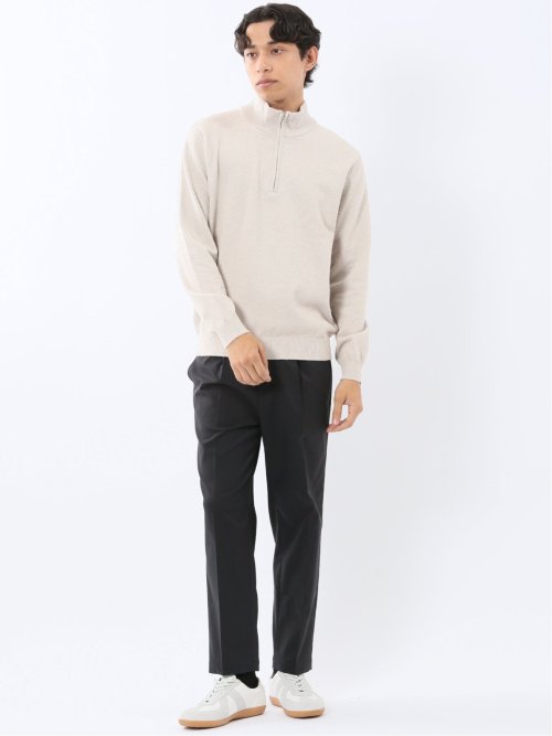 ウォッシャブル ブークレ ハーフジップニット