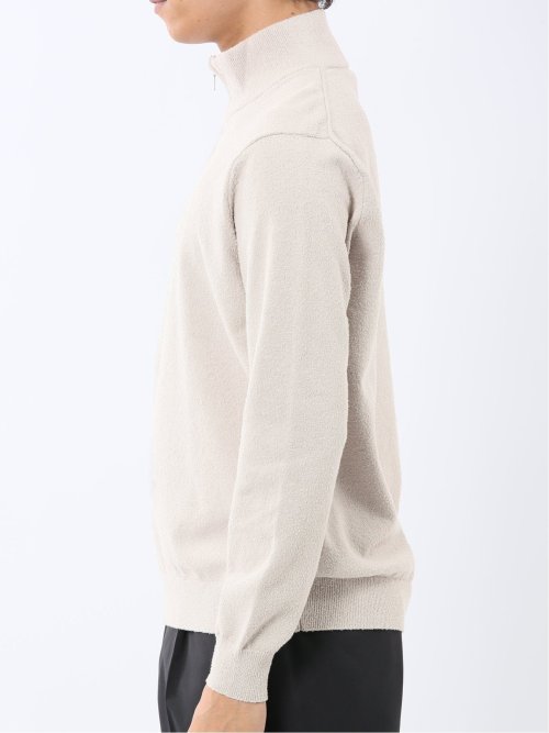 ウォッシャブル ブークレ ハーフジップニット