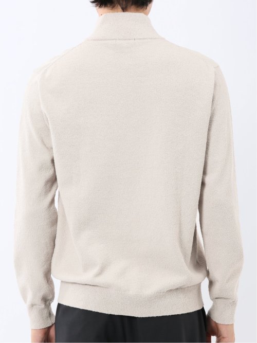 ウォッシャブル ブークレ ハーフジップニット