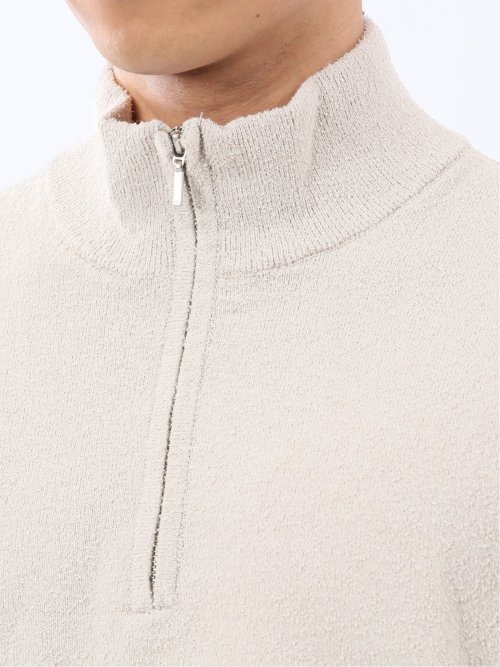 ウォッシャブル ブークレ ハーフジップニット