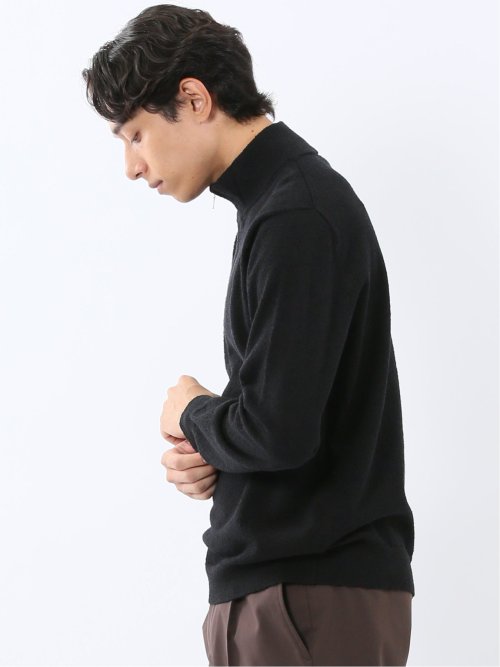 ウォッシャブル ブークレ ハーフジップニット