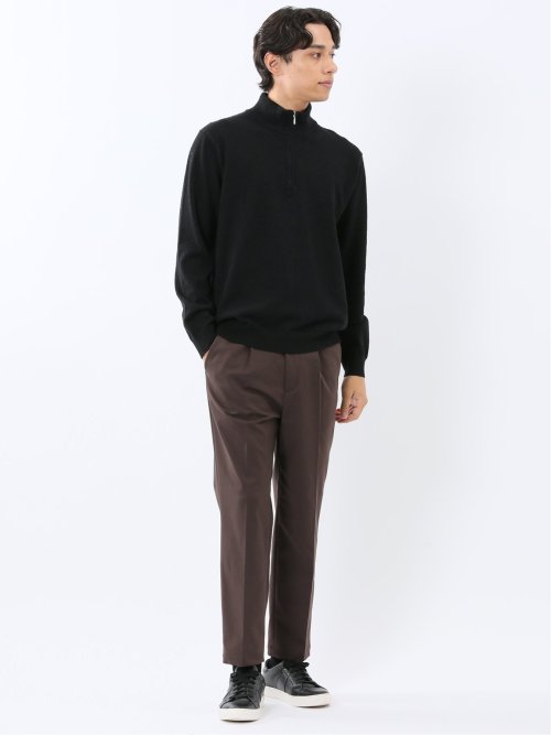 ウォッシャブル ブークレ ハーフジップニット