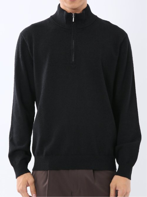 ウォッシャブル ブークレ ハーフジップニット