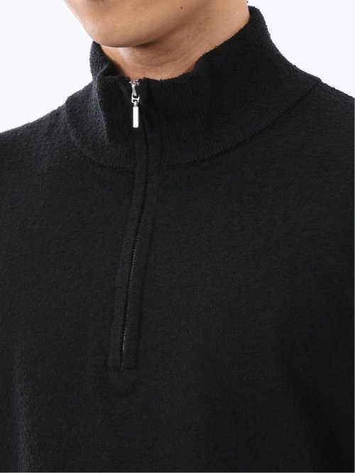 ウォッシャブル ブークレ ハーフジップニット