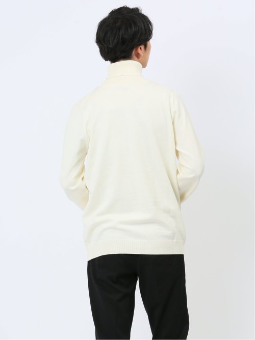 ふわもち チェックジャガード タートルネックニット