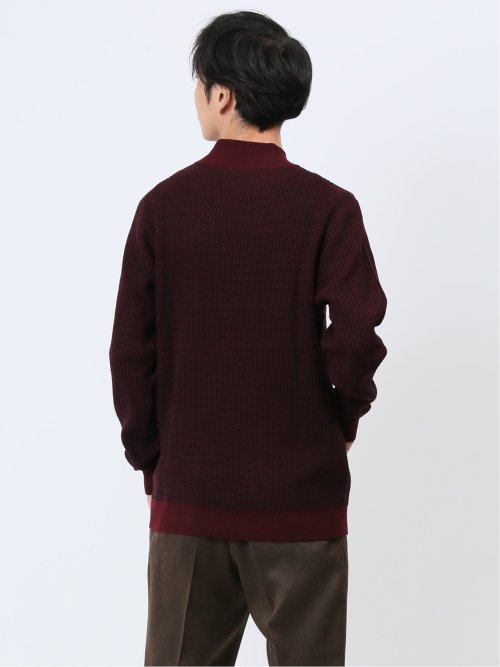 ふわもち ワッフルジャガード モックネックニット