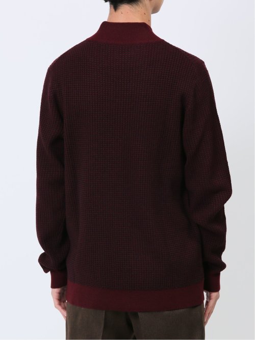 ふわもち ワッフルジャガード モックネックニット