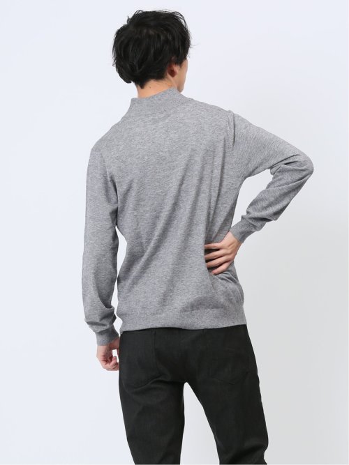 ふわもち ヘリンボンジャガード ハーフZIPニット