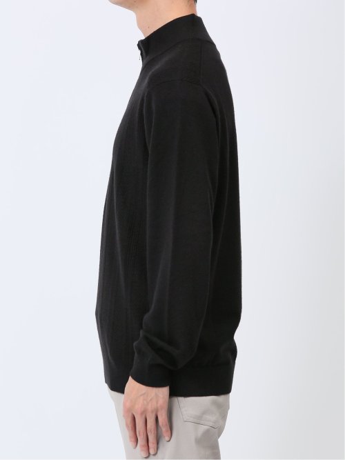 ふわもち ヘリンボンジャガード ハーフZIPニット