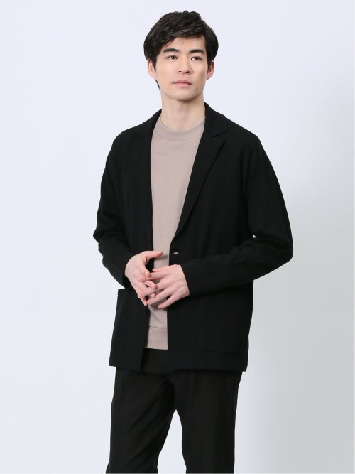 ウォッシャブル 綿混ニット ジャケット
