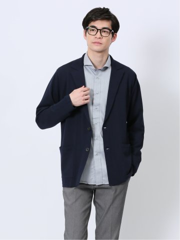 ウォッシャブル 綿混ニット ジャケット