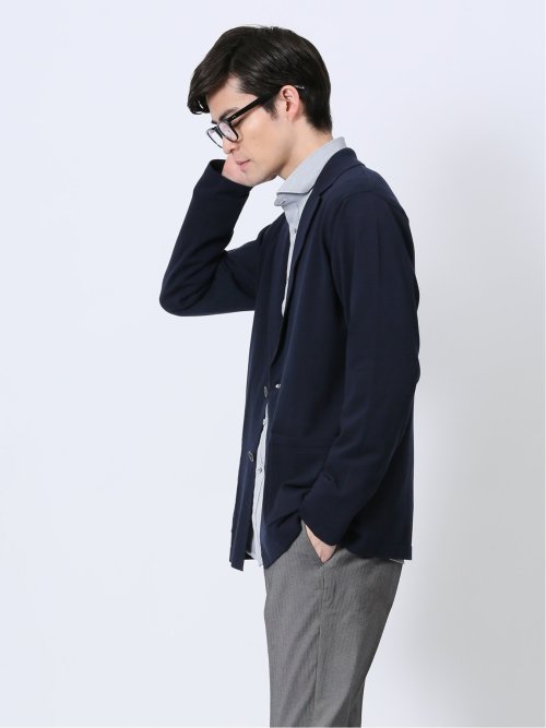 ウォッシャブル 綿混ニット ジャケット