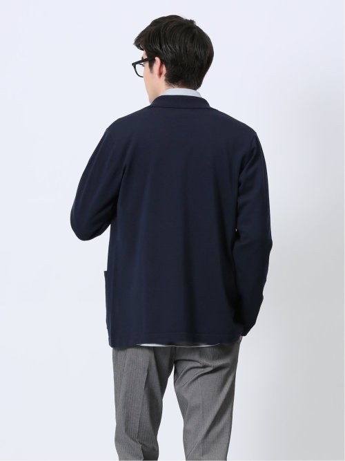 ウォッシャブル 綿混ニット ジャケット