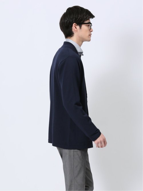 ウォッシャブル 綿混ニット ジャケット