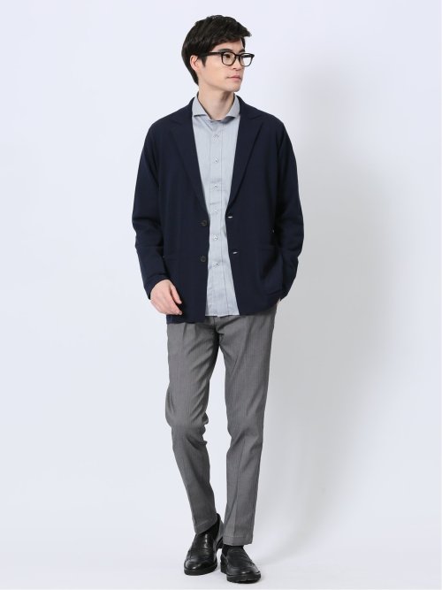 ウォッシャブル 綿混ニット ジャケット