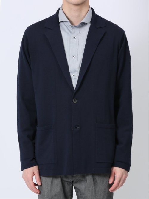 ウォッシャブル 綿混ニット ジャケット