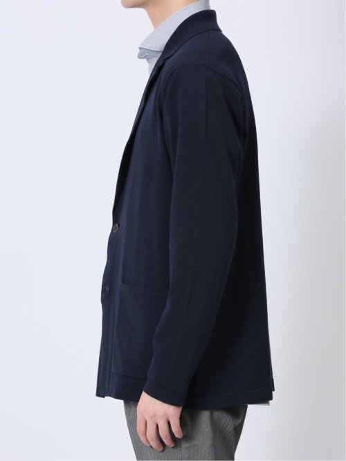 ウォッシャブル 綿混ニット ジャケット