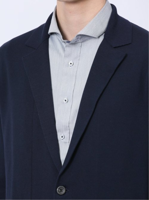 ウォッシャブル 綿混ニット ジャケット