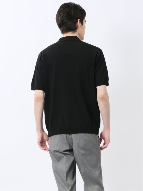 ウォッシャブル 綿混ニット ポロシャツ