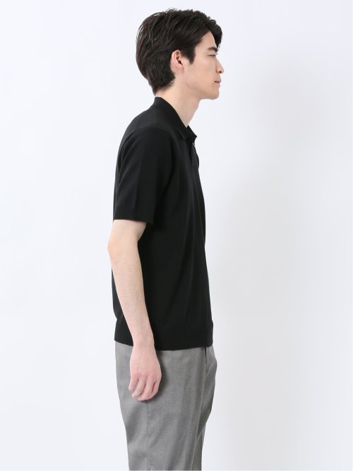 ウォッシャブル 綿混ニット ポロシャツ