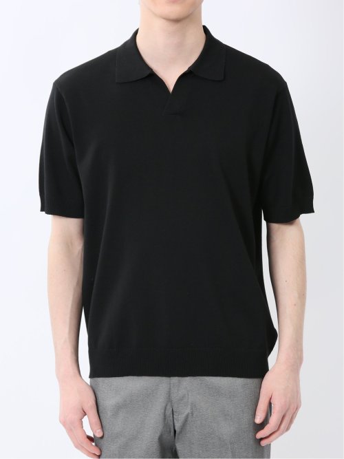 ウォッシャブル 綿混ニット ポロシャツ