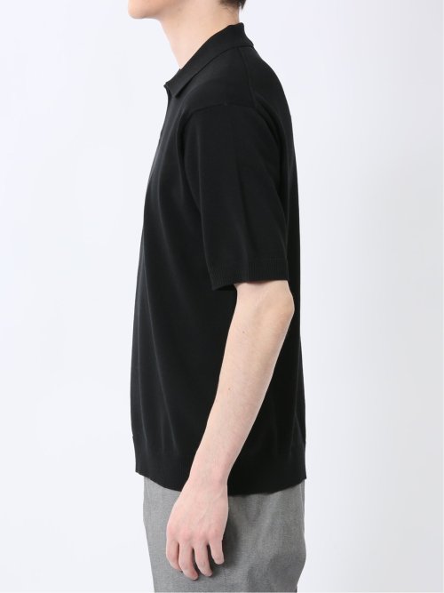 ウォッシャブル 綿混ニット ポロシャツ