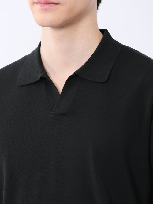 ウォッシャブル 綿混ニット ポロシャツ