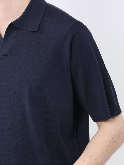 ウォッシャブル 綿混ニット ポロシャツ