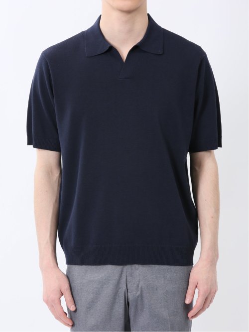 ウォッシャブル 綿混ニット ポロシャツ