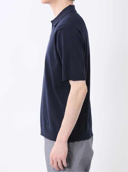 ウォッシャブル 綿混ニット ポロシャツ