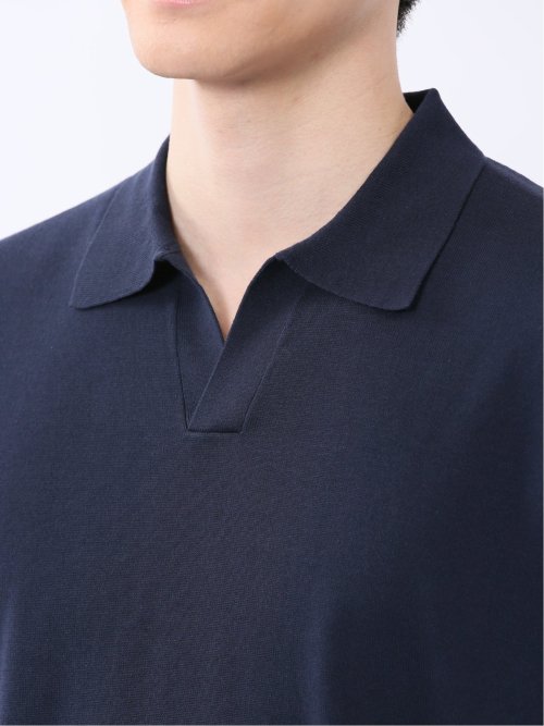 ウォッシャブル 綿混ニット ポロシャツ