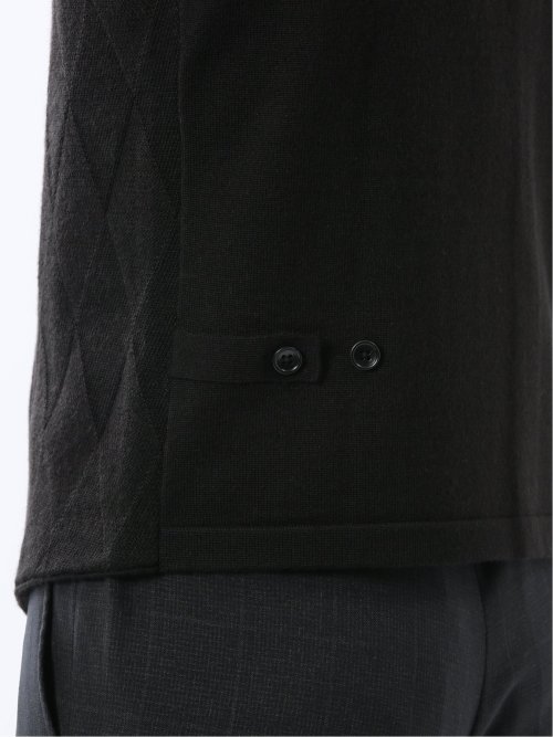 ウォッシャブル ウール混 ダイヤ柄 前開きベスト