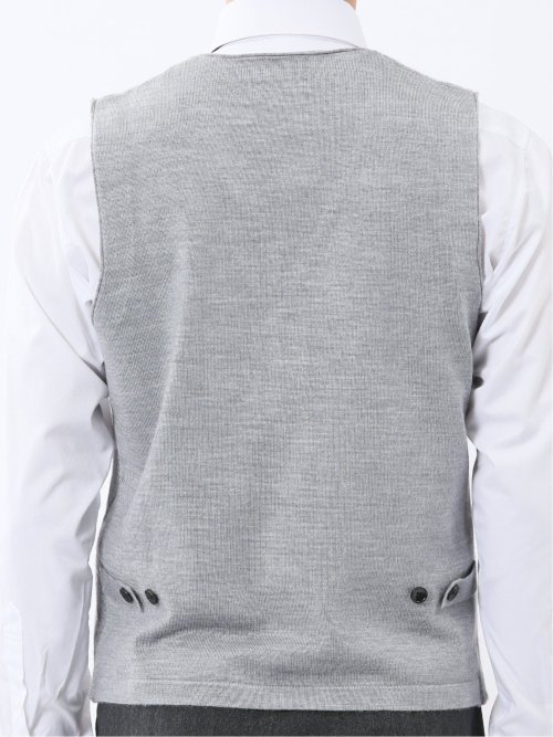 ウォッシャブル ウール混 ダイヤ柄 前開きベスト