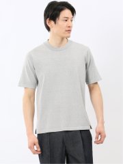 ウォッシャブル バンブーニット スロープネック 半袖ニット