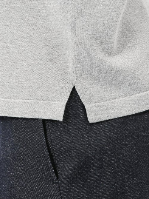 ウォッシャブル バンブーニット スロープネック 半袖ニット