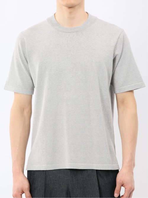 ウォッシャブル バンブーニット スロープネック 半袖ニット