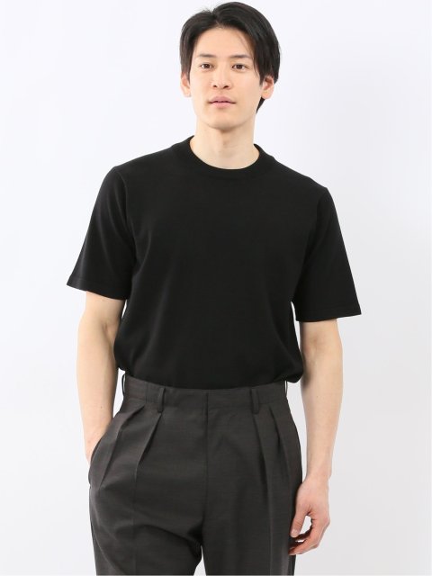 ウォッシャブル バンブーニット スロープネック 半袖ニット