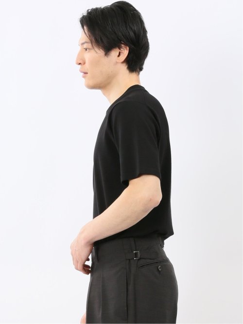 ウォッシャブル バンブーニット スロープネック 半袖ニット