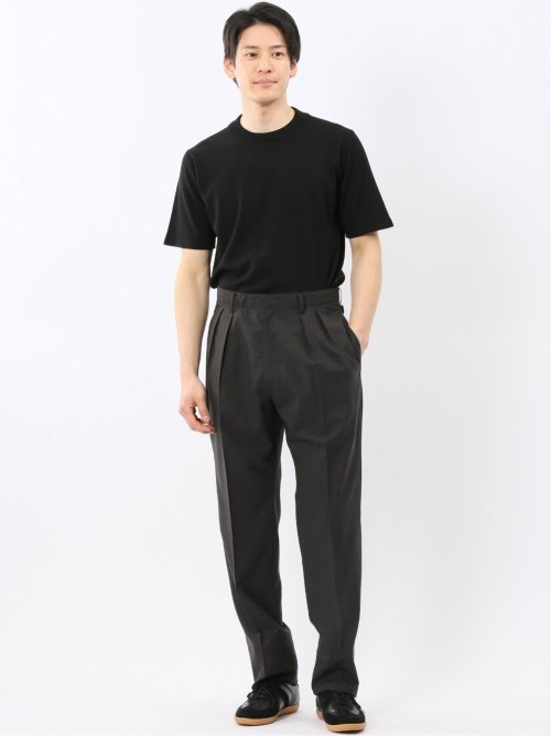 ウォッシャブル バンブーニット スロープネック 半袖ニット