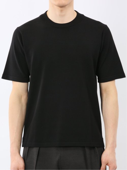 ウォッシャブル バンブーニット スロープネック 半袖ニット