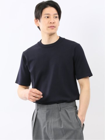 ウォッシャブル バンブーニット スロープネック 半袖ニット