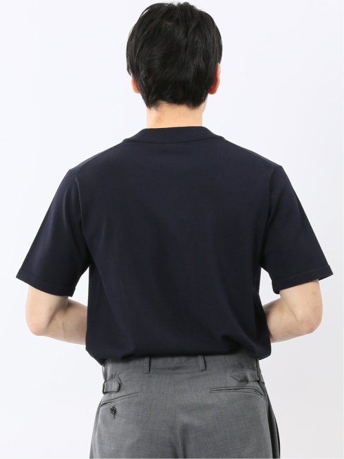 ウォッシャブル バンブーニット スロープネック 半袖ニット