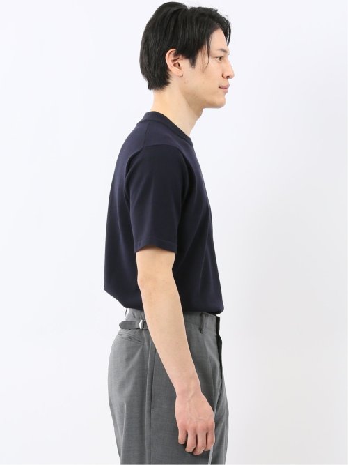 ウォッシャブル バンブーニット スロープネック 半袖ニット