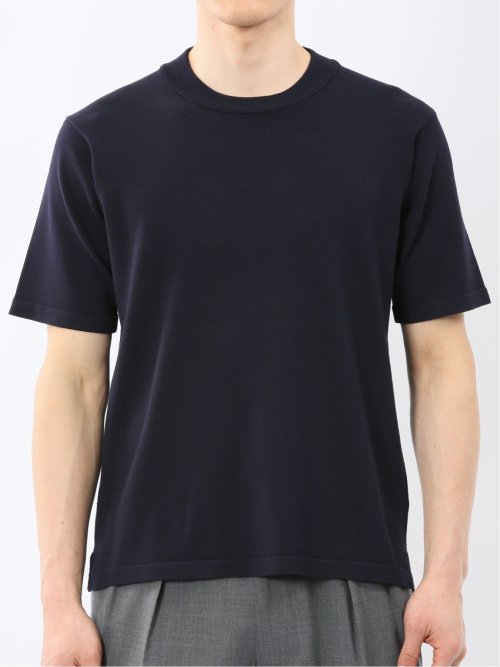 ウォッシャブル バンブーニット スロープネック 半袖ニット