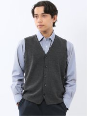 ウォッシャブル ウール混 ミラノリブ 前開きベスト