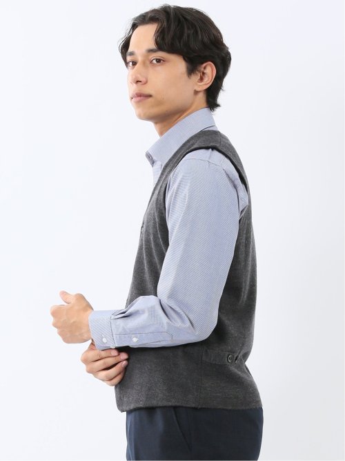 ウォッシャブル ウール混 ミラノリブ 前開きベスト