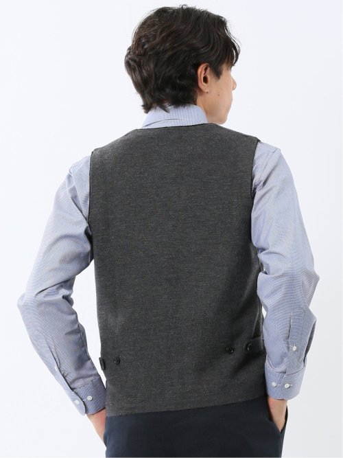 ウォッシャブル ウール混 ミラノリブ 前開きベスト