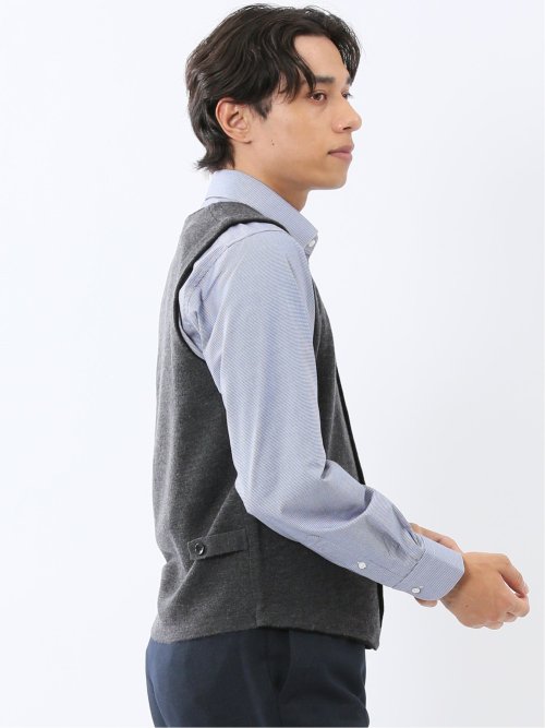 ウォッシャブル ウール混 ミラノリブ 前開きベスト