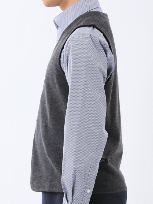 ウォッシャブル ウール混 ミラノリブ 前開きベスト